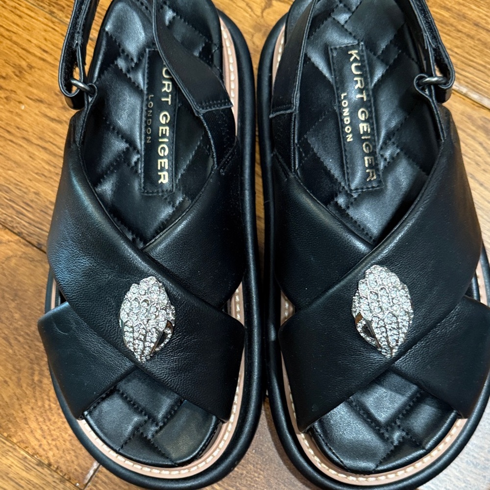 Kurt Geiger Black Sandals with Silver Accents